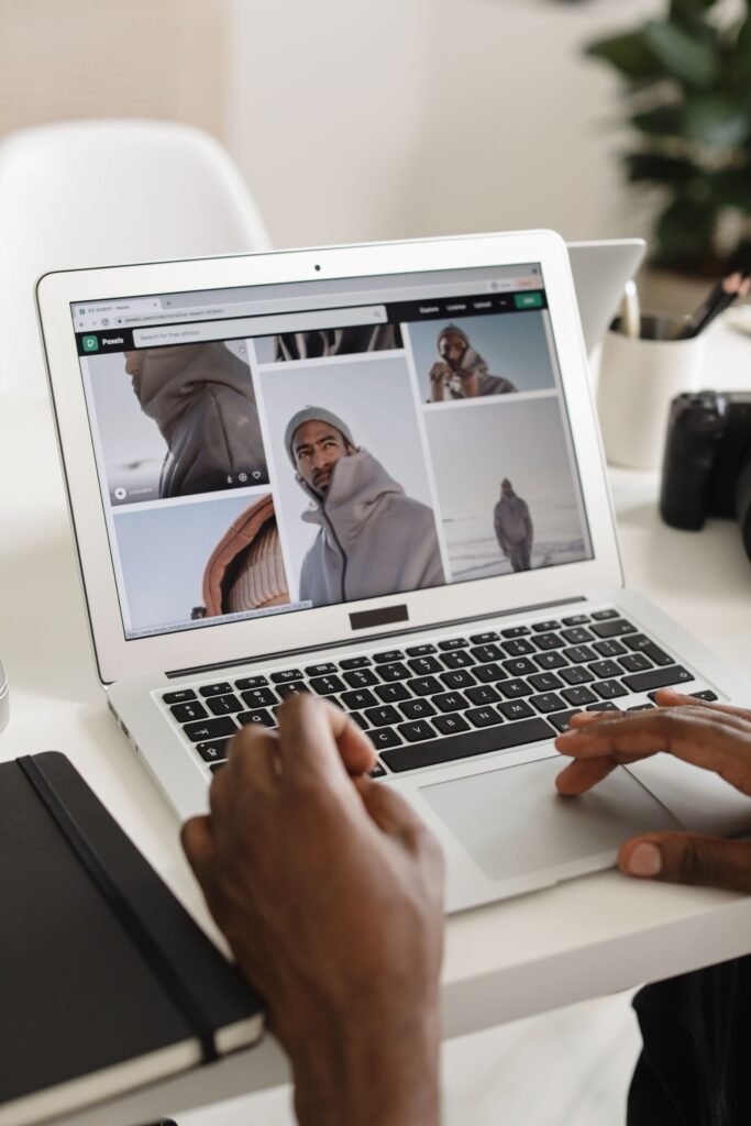 Building a page on a laptop
