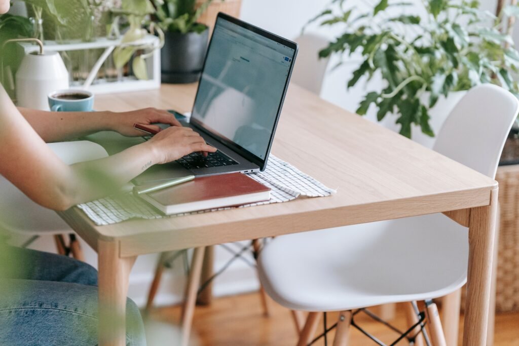 Working on a website at a laptop