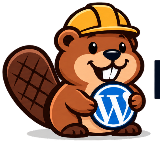 BeaverBuilderWP beaver mascot holding a WordPress logo